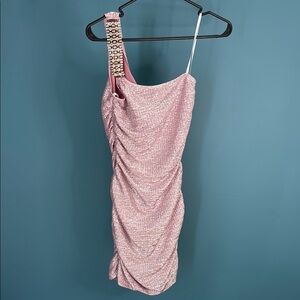 Deb Shimmering Pink One-Shoulder Dress